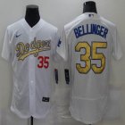 Nike Los Angeles Dodgers 35 Cody Bellinger white gold Flexbase Authentic Collection Jersey