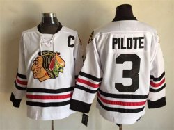 Chicago Blackhawks #3 Pilote white hockey Jersey C patch