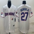 2023 World Cup Dominican Republic's #27 Vlad Guerrero Jr. white majestic baseball jerseys 09