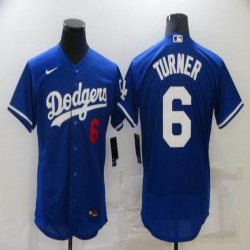 New Nike Los Angeles Dodgers #6 Turner blue Flexbase Authentic Collection Jersey