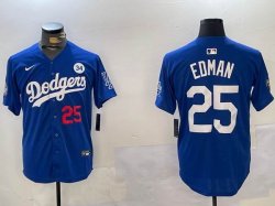 2024 World Series Los Angeles Dodgers #25 Tommy Edman blue majestic baseball Jersey