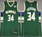 Nike Milwaukee Bucks 34# Giannis Antetokounmpo green nba basketball Jerseys 75th -XD