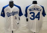 Nike Los Angeles Dodgers #34 Fernando Valenzuela white blue fashion majestic baseball Jersey