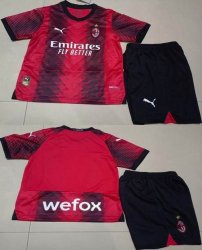 2023-2024 AC Milan club red black kid soccer jersey home-GD