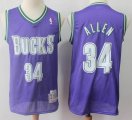 Milwaukee Bucks 34# Ray Allen purple throwback nba jersey-S8