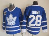 Toronto Maple Leafs #28 Tie Domi blue CCM throwback Hockey jerseys 75th patch