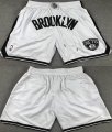 Brooklyn Nets white NBA shorts with pocket-XD