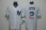 New York Yankees #2 Derek Jete white USA flag baseball jersey