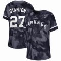 Nike York Yankees #27 Giancarlo Stanton dark blue Pattern majestic baseball jersey-WBL