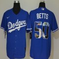 Nike Los Angeles Dodgers #50 Mookie Betts Blue Fashion Majestic Baseball Jerseys-WL