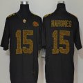 Custom Nike Kansas City Chiefs #15 Patrick Mahomes Black Color Rush Limited Jerseys Flocking Leopard-WL