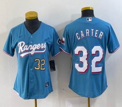 Youth Nike Texas Rangers #32 Evan Carter skyblue majestic baseball jerseys-BD 01