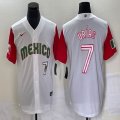 2023 World Cup Mexico #7 Julio Urias white red majestic baseball jerseys 89