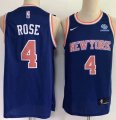 New York Knicks #4 Derrick Rose blue NBA basketball Jerseys-LT