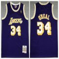 Los Angeles Lakers 34# Shaquille O'Neal purple Throwback nba Jersey-XD