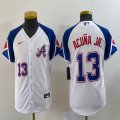 Women Nike Anaheim Angels #13 Ronald Acuna Jr. white blue majestic baseball city version 02