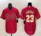 Nike Chicago Bulls #23 Michael Jordan red gold basketball jerseys Joint name-BD