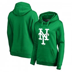 Women\'s New York Mets Fanatics Branded Kelly Green St. Patrick\'s Day White Logo Pullover Hoodie