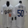 Custom Dodgers #50 Mookie Betts Nike white Dodger World Series Champions majestic baseball Jersey 01