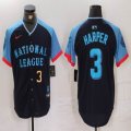 National League #3 Bryce Harper Nike Navy 2024 MLB All-Star Game Limited Player Jersey 01