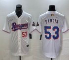 Nike Texas Rangers #53 Adolis Garcia white majestic baseball jerseys Champion patch-BD 02