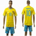 2015-2016 Sweden Team #10 IBRAHIMOVIC yellow skyblue soccer jerseys home