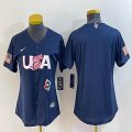 Women 2023 World Cup blank blue USA majestic baseball jerseys 06