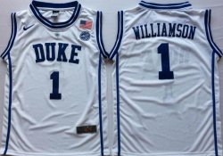 Duke Blue Devils #1 Zion Williamson white V Neck College Basketball Jersey-PNS