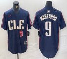 Nike Cleveland Indians #9 Kyle Manzardo blue majestic baseball jersey -BD 02