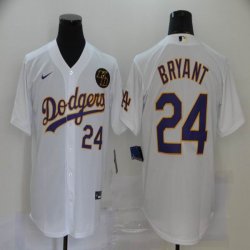 Nike Los Angeles Dodgers Kobe Bryant White majestic baseball Jersey-KB patch-BD 01