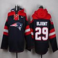 Custom Nike New England Patriots #29 Blount Blue red nfl Hooded Sweatshirt