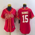 Women Nike Kansas City Chiefs #15 Patrick Mahomes red baseball jerseys Joint name-BD