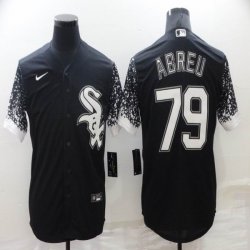 Nike Chicago White Sox #79 Jose Abreu black majestic Baseball Jersey Gradient -BD