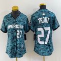 Women American League #27 Mike Trout Nike Teal 2023 MLB All-Star Game Vapor Premier Elite Player Jersey