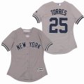 Women New York Yankees #25 Gleyber Torres gray majestic baseball jerseys