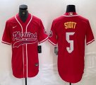 Nike Philadelphia Phillies #5 Bryson Stott red majestic baseball jersey Joint name-BD