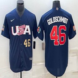 2023 World Cup #46 Paul Goldschmidt blue USA majestic baseball jerseys