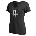 Women's Houston Rockets Fanatics Branded Black Marble Logo Plus Size V-Neck T-Shirt