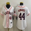 Women Nike Houston Astros #44 Yordan Alvarez white baseball jerseys -BD 01