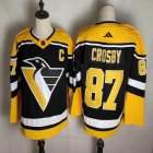 Adidas Pittsburgh Penguins #87 Sidney Crosby black yellow NHL Jersey C Patch-FH