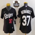 Women Nike Los Angeles Dodgers #37 Enrique Hernandez black majestic baseball jerseys 01