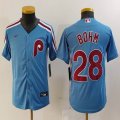 Youth Nike Philadelphia Phillies #28 Alec Bohm skyblue throwback majestaic baseball jersey