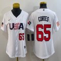 Women 2023 World Cup #65 Nestor Cortes white USA majestic baseball jerseys 01