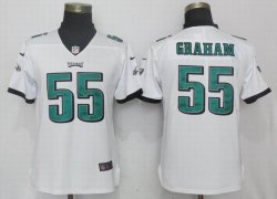 Women NEW Nike Philadelphia Eagles 55 Graham White Color Rush Limited Jersey