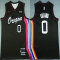 Nike Portland Trail Blazers #0 Damian Lillard black city version Basketball Jerseys-XD