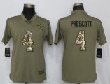 Women Nike Dallas Cowboys 4 Prescott Olive Camo Carson 2017 Salute to Service Elite Player