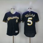 Milwaukee Brewers #5 Villar dark blue Flexbase Authentic Collection Jersey