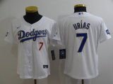 Custom Youth Nike Los Angeles Dodgers #7 Julio Urias white majestic baseball jersey