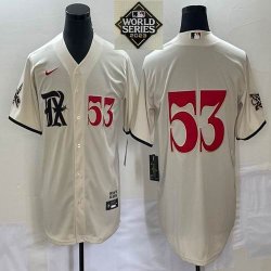 2023 world series Nike Texas Rangers #53 Adolis Garcia beige majestic baseball jerseys city version