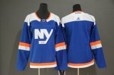 Women Adidas New York Islanders blank blue hockey jersey-WL